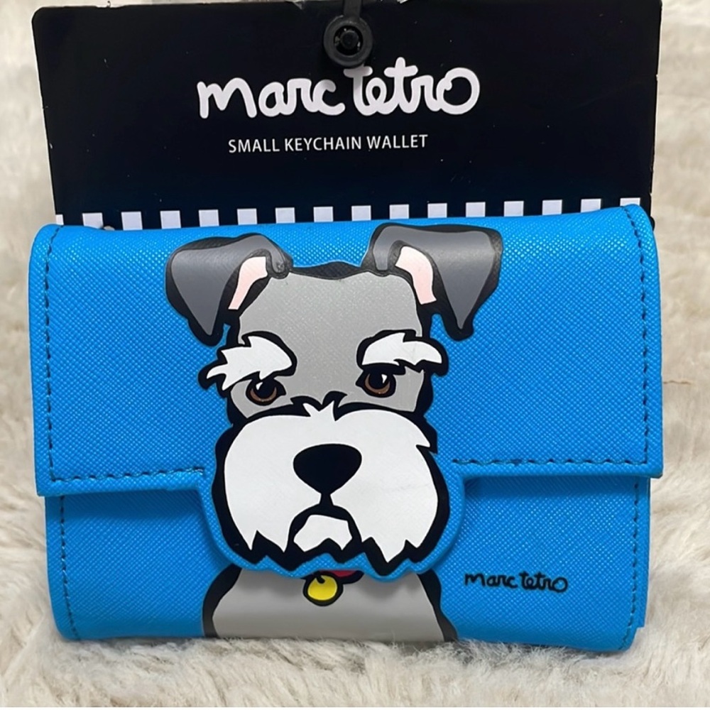 Marc Tetro Blue Keychain Wallet “Schnauzer Dog” NIB